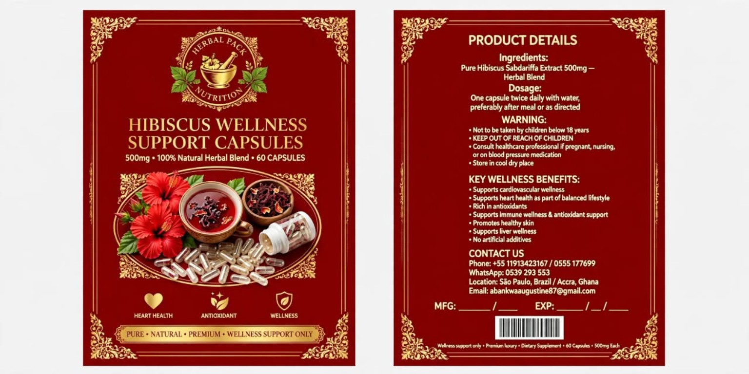 Hibiscus Wellness Support Capsules front and back labels