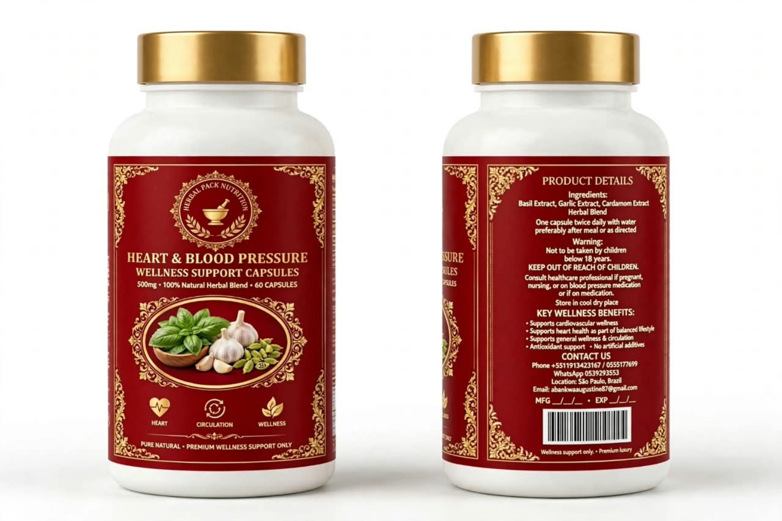 Heart & Blood Pressure Wellness Support Capsules bottle