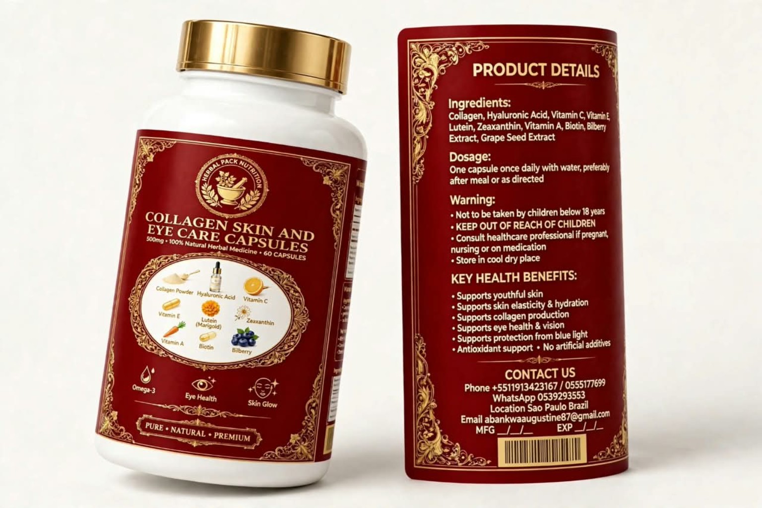 Collagen Skin and Eye Care Capsules bottle